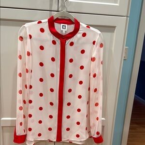 Anne Klein Red Polka Dot Blouse